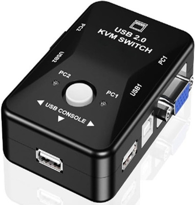 VOOCME 2 Port USB KVM Switch Box to Control up to 2 Computers 2 in 1 Out Switch Media Streaming Device(USB Keyboard Mouse Sharing Device for Computer, PC, Laptop, Desktop, Monitor)