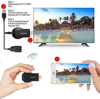 Clairbell Anycast HDMI Dongle, enabling wireless media playback vip33 Media Streaming Device(Black)