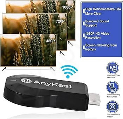 4uonly ANYKAST WiFi Display Dongle HDMI TV Screen Media Streaming Device BGT14 Media Streaming Device(Black)