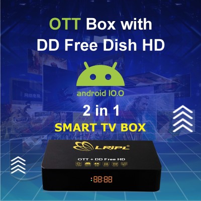 LRIPL 2-in-1 Box with Android Features & Free Dish HD Channels (Dish Antenna Required) Media Streaming Device(Black)
