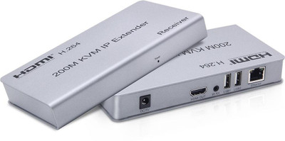 Tobo HDMI Extender 200M KVM Over Ethernet Extender Transmitter + Receiver with USB Ports for Keyboard Mouse to Control The Signal for PC DVD Sky HD Box PS3 PS4 Satellite Box and Other Equipment Media Streaming Device(Silver)