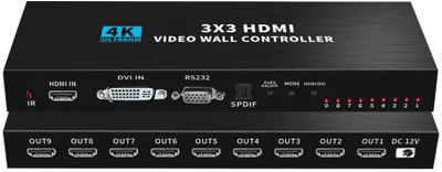 Etzin 4K HDMI Video Wall Controller 3X3 4K 30Hz Video Adapter 1X9 Screen EPL-1048H Media Streaming Device(Black)