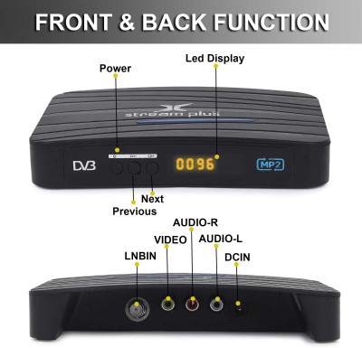 STREAM PLUS 2410 FREE TO-AIR MPEG2 DIGITAL SATELLITE RECEIVER DD FREE DISH SET TOP BOX Media Streaming Device(Black)