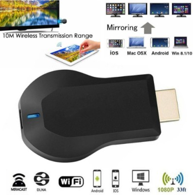 GUGGU JIS-4K HD Wireless HDMI Display Adapter Anycast WiFi Miracast Dongle TV Cast & Media Streaming Device(Black)