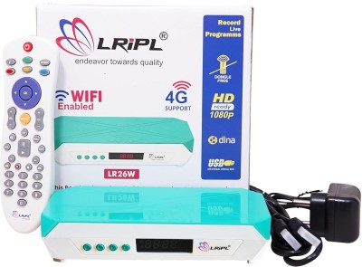 LRIPL HD MPEG-4 DD Free Set Top Box | USB & HDMI Port | Inbuilt Wifi (DLNA & YouTube) Media Streaming Device(LR26W White Green)