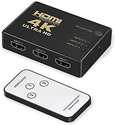 VOOCME Full HD HDMI Switcher 3D 1080P 3-Port Switch, Automatic Switching 3 in 1 Out Media Streaming Device(Black)