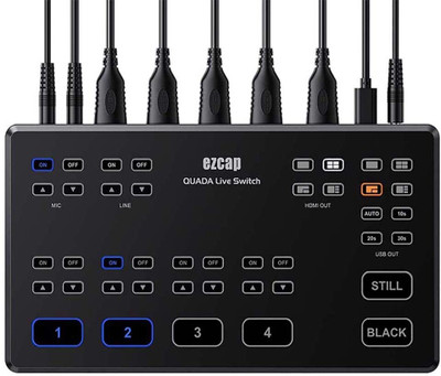 microware Ezcap328 Quada 4 Port HDMI Multi Camera Live Switch Video Capture Card Media Streaming Device(Black)