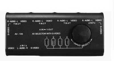 Tobo 4 Way AV Audio S-Video Signal Switcher Splitter Selector AV Switch Media Streaming Device(Black)