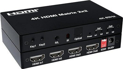 Etzin 4K HDMI Matrix 2x2, HDMI Matrix Switch 4K 60Hz 2 in 2 Out Matrix HDMI EPL-1214H Media Streaming Device(Black)