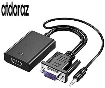 atdaraz VGA to HDMI Converter Adapter with Audio Support 1080P HDTV and USB Cable Media Streaming Device(Black)