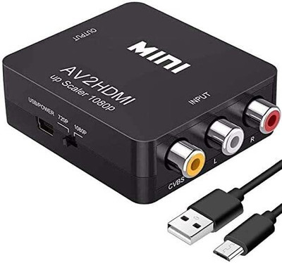 microware  TV-out Cable MINI AV/RCA to HDMI Converter, up Scaler 1080P HD Video Converter(Black, For TV)