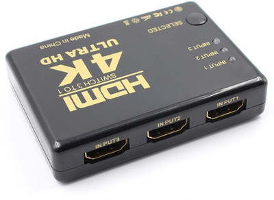 Tobo 4K 1080p Full HD 3 Port IN 1 OUT HDMI Switch with Remote Control Media Streaming Device(Black)