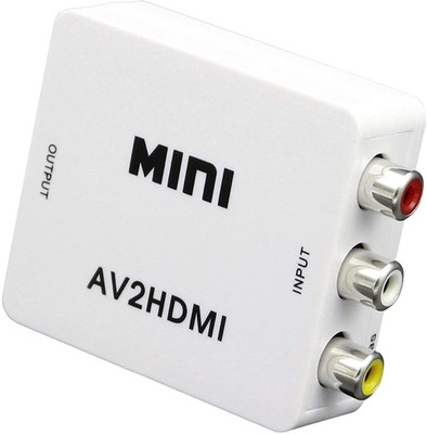 GoodsBazaar Mini AV RCA Input to HDMI Output Converter UP Scaler Full HD Video 720/1080P Media Streaming Device(White, Black)