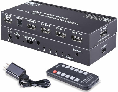 Etzin HDMI 2.0 Switch 4x1 HDMI Switcher WITH 7.1 Audio Extractor (EPL-547H) Media Streaming Device(Black)