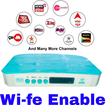 Sky New Mpeg-4 Inbuilt Wi-fe HD Box 150+ Tv Channels Lifetime Free Crown Set Top Box Media Streaming Device(Black)