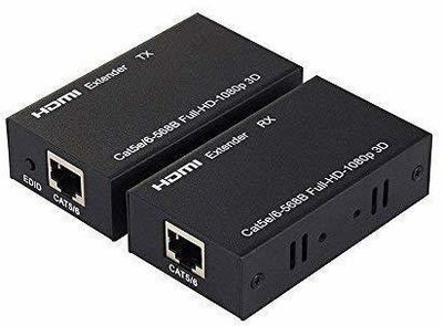 microware HDMI Extender 60m, Transmitter, Sender and Receiver over Cat5/Cat6 Supports 3D Media Streaming Device(Black)