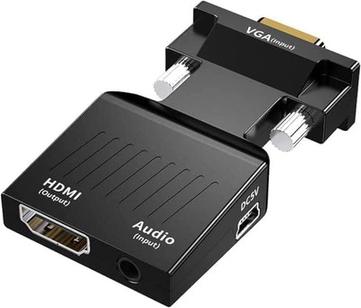 OG X NEXSA VGA to HDMI Adapter Converter with Audio Active Male VGA in Female HDMI 1080p Media Streaming Device(Black)