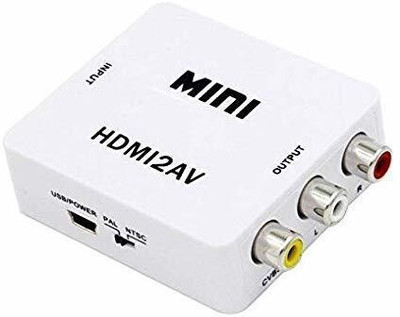 Tobo New Hdmi2Av Standard Hdmi Interface Mini Hd Video Hdmi To Av/Cvsb Video Hdmi To Av Adapter 1080P Media Streaming Device(White)