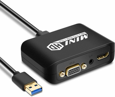 Tobo USB3.0 to HDMI and VGA Adapter, USB to VGA Converter 1080P Audio Media Streaming Device(Black)