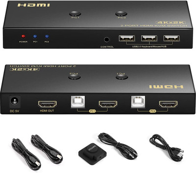 Etzin DisplayPort DP KVM Switch Share USB 2.0 Devices with 3 USB Hub EPL-1230H Media Streaming Device(Black)