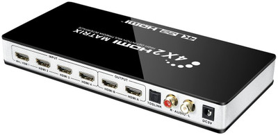 Tobo 4x2 HDMI Matrix Ultra HD 4K x 2K@30Hz Switcher/Splitter Media Streaming Device(Black)