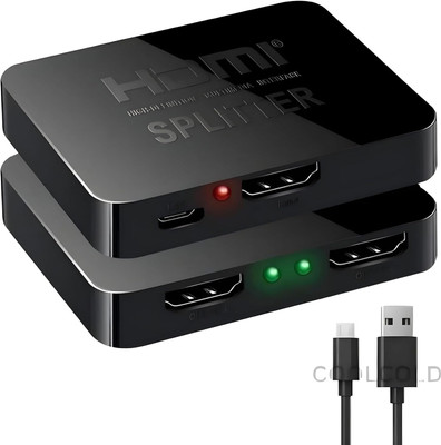 coolcold HDMI Splitter 1X2,4K HDMI Splitter for Dual Monitors, (1 Source onto 2 Displays) Media Streaming Device(White, Blue, Black)