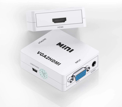 OG X NEXA WITH DEVICE VGA to HDMI, Mini HD 1080P 3.5mm Audio Video Converter Box Adapter VGA2HDMI Media Streaming Device(White)