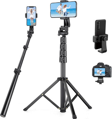 Hold up Selfie stick with Tripod Stand & Phone Holder for Live Stream/Makeup/YouTube Video/Photography, Compatible with iOS/Android Bluetooth Selfie Stick(Black, Remote Included)