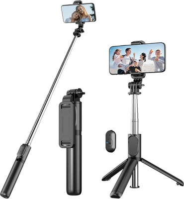 shanviadorn R1 Bluetooth Selfie Sticks with Remote, 3-in-1 Multifunctional Selfie Stick Tripod Stand Bluetooth Selfie Stick(Black, Remote Included)