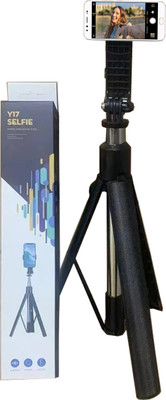YCHROZE Y17 Selfie Stick Tripod expandable features Bluetooth Selfie Stick(Black, Remote Included)