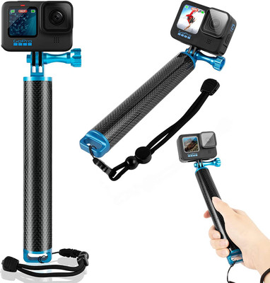 TECHGEAR Carbon Fiber Waterproof Floating Hand Grip for GoPro Max Hero 11 10 9, Insta360 and Other Action Cameras, Underwater Selfie Stick Suitable for Surfing, Snorkeling, Underwater Shooting Bluetooth Selfie Stick(Black, Remote Included) TECHGEAR Carbon Fiber Waterproof Floating Hand Grip for GoPro Max Hero 11 10 9, Insta360 and Other Action Cameras, Underwater Selfie Stick Suitable for Surfing, Snorkeling, Underwater Shooting Bluetooth Selfie Stick(Black, Remote Included)
