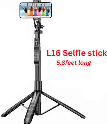 EVAAENTERPRISES Mobile Holder L16 in Sleek Design Bluetooth control Bluetooth Selfie Stick(Black, Remote Included)