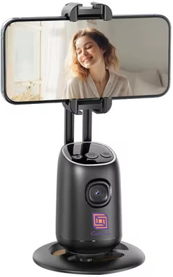 Cubonic P05 AI 360° Auto Face Tracking Smart Shoot Robot Cameraman Phone Holder AI Bluetooth, Cable Selfie Stick(Black, Remote Included)