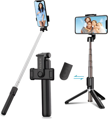 Bestor Selfie Stick Tripod with Wireless Remote Extendable Stand for Vlogging & Photography Bluetooth Selfie Stick(Black, Remote Included)