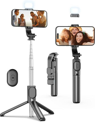 harshstore R1S Bluetooth Selfie Stick(Black, Remote Included)