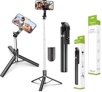 ZmiZc R1S Selfie stick with flash Bluetooth Selfie Stick(Black, Remote Included)