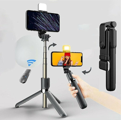 Xtraa Perfect Design Led Selfie Stick S7 Bluetooth Selfie Stick(Black, Remote Included)