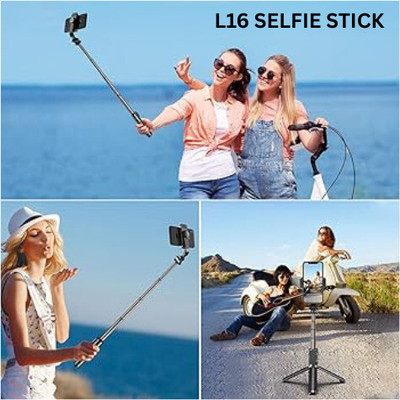 EVAAENTERPRISES L16 Selfie Stick- 1530mm Long Multifunctional Stick Bluetooth Selfie Stick(Black, Remote Included)