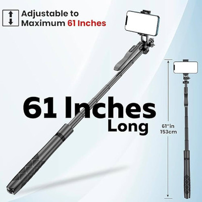 EVAAENTERPRISES L16 Selfie Stick Extendable 1549mm Bluetooth Selfie Stick(Black, Remote Included)
