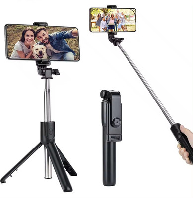 United Creations R1 Bluetooth Selfie Stick with Remote, 3-in-1 Multifunctional Selfie Stick Bluetooth Selfie Stick(Black, Remote Included)