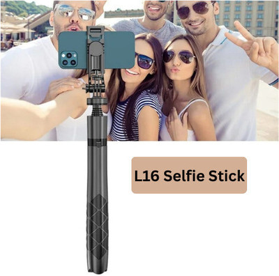 EVAAENTERPRISES Super Long Selfie Stick L16 Bluetooth Selfie Stick(Black, Remote Included)