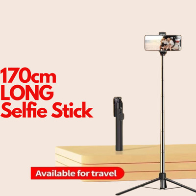 CROWNVIZ Super Long Selfie stick 170cm Y17 Selfie Stick Tripod Flash included expandable features Bluetooth Selfie Stick(Black)
