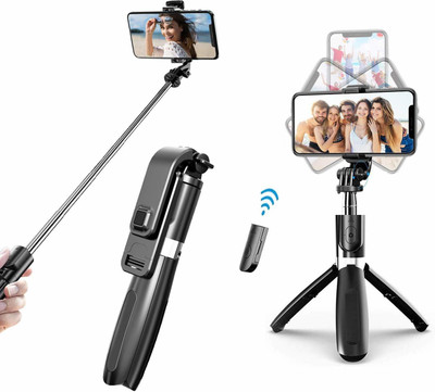 Amz Deals Bluetooth Extendable Selfie Stick with Wireless Remote for Making TikTok, Vlog Videos and Tripod Stand Selfie Stick for Mobile and All Smart Phones Bluetooth Selfie Stick(Black, Remote Included)