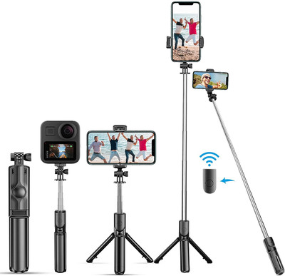 Hold up Bluetooth Selfie Stick(Black, Remote Included)