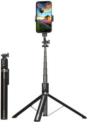 ATSolutions All-in-One Selfie Stick with Tripod Stand and Remote – Lightweight, Foldable, and Universal Smartphone Compatibility Bluetooth Selfie Stick(Black, Remote Included)