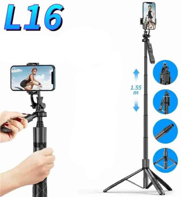 EVAAENTERPRISES Long and Tripod functionality L16 Selfie Stick Bluetooth Selfie Stick(Black, Remote Included)