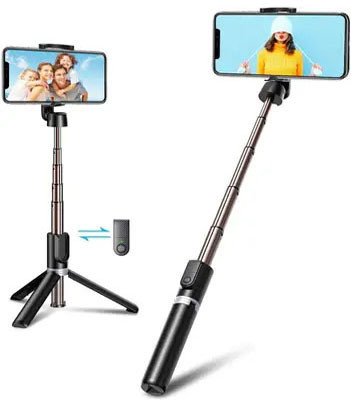 SHOP EXCITING Selfie Stick with Remote, 3-in-1 Multifunctional Selfie Stick, Tripod, Monopod Stand & Mobile Stand Compatible with All Mobile Phones Selfie Stick Bluetooth Selfie Stick(Black, Remote Included)