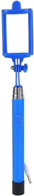 SANNO WORLD Wired Monopod Extendable Selfie Stick with AUX Wire Built-in Remote Pocket Size Selfie Stick for All Phones Cable Selfie Stick(Blue)