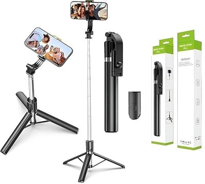 Pharaoh R1S Selfie stick with flash Bluetooth Selfie Stick(Black, Remote Included)