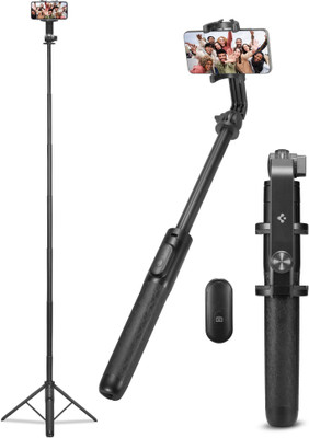 Spigen All-in-One Tripod Remote Controlled Bluetooth Selfie Stick(Black, Remote Included)